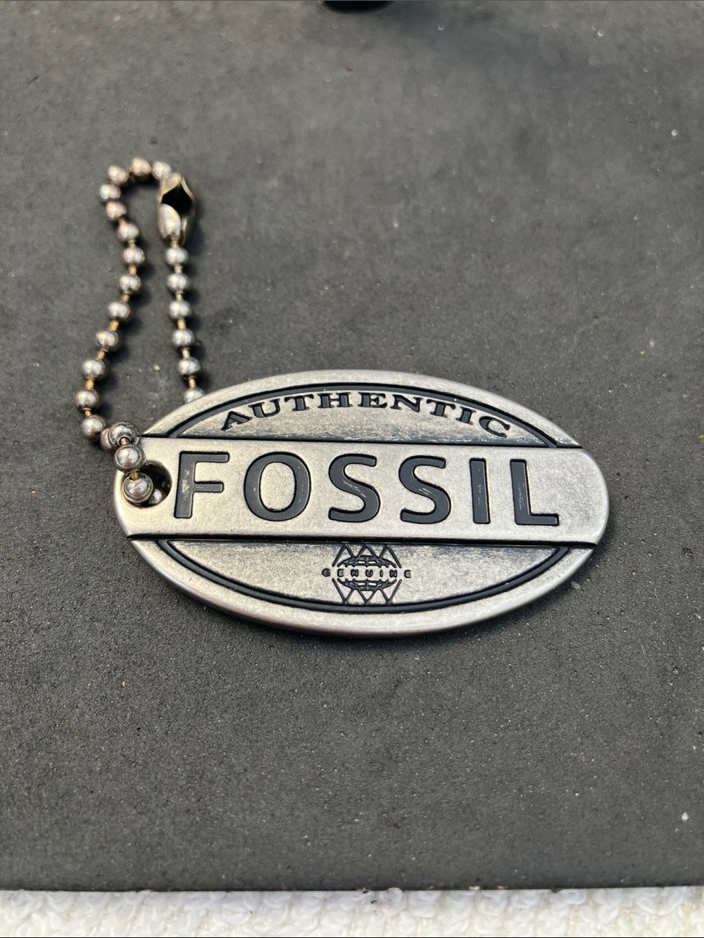 Fossil Silver & Black bag charm key chain